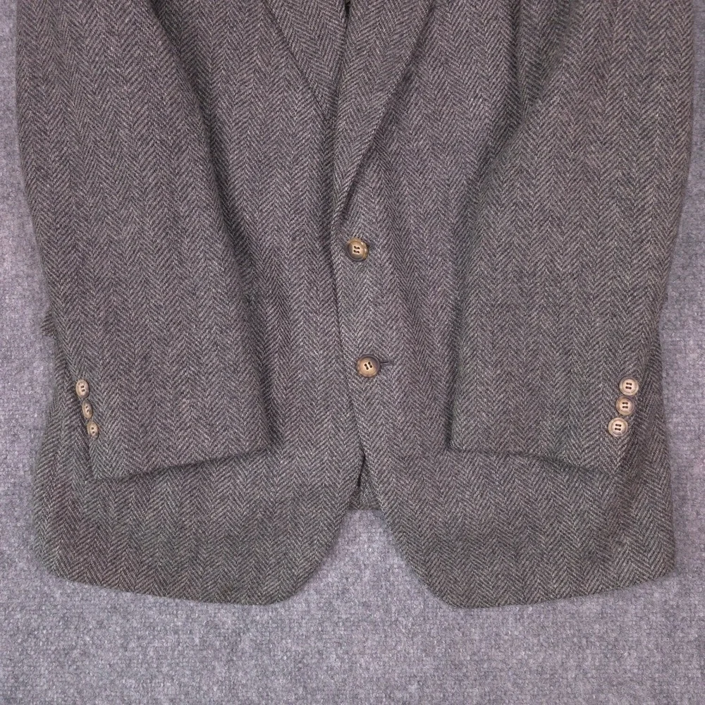 VTG American Craftsmen Blazer Herringbone Tweed Mens 40R Grey Brown USA Academia